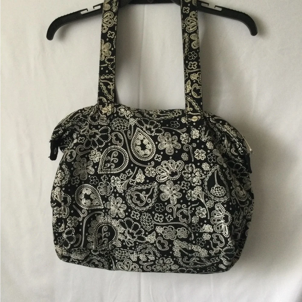 Thirsty One Black and White Floral Paisley Tote Bag